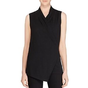 RALPH LAUREN Stretch ASYMMETRIC WRAP V-NECK FRONT TANK TOP BLACK Zip Back XL